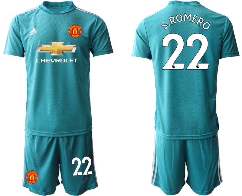 Men 2020-2021 club Manchester United blue goalkeeper #22 Soccer Jerseys